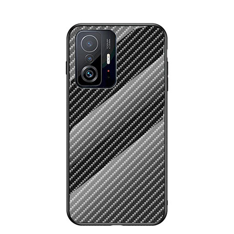 Coque Rebord Contour Silicone et Vitre Miroir Housse Etui Degrade Arc en Ciel LS2 pour Xiaomi Mi 11T Pro 5G Noir