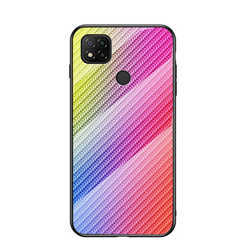 Coque Rebord Contour Silicone et Vitre Miroir Housse Etui Degrade Arc en Ciel LS2 pour Xiaomi POCO C3 Rose