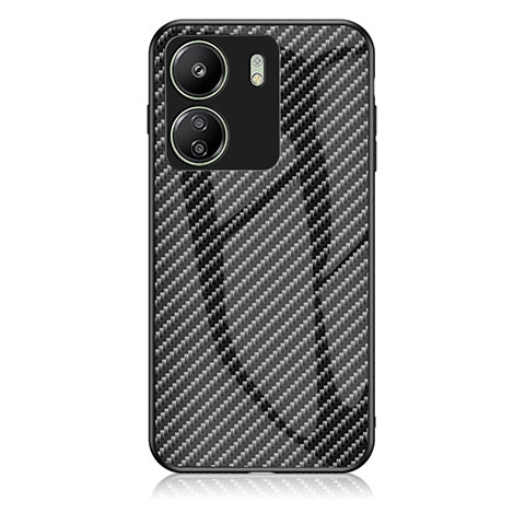 Coque Rebord Contour Silicone et Vitre Miroir Housse Etui Degrade Arc en Ciel LS2 pour Xiaomi Poco C65 Noir