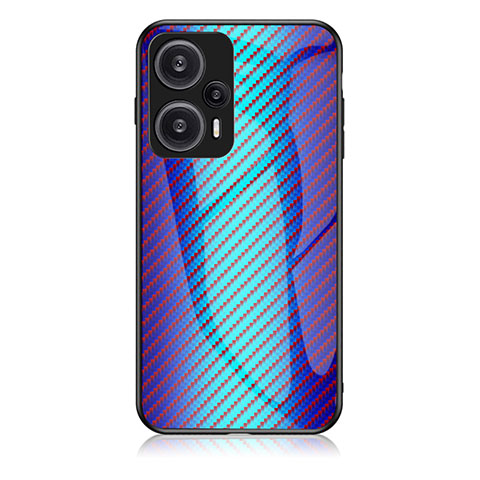 Coque Rebord Contour Silicone et Vitre Miroir Housse Etui Degrade Arc en Ciel LS2 pour Xiaomi Poco F5 5G Bleu