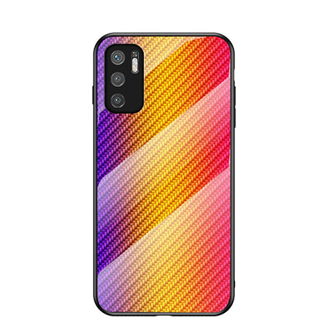 Coque Rebord Contour Silicone et Vitre Miroir Housse Etui Degrade Arc en Ciel LS2 pour Xiaomi POCO M3 Pro 5G Orange