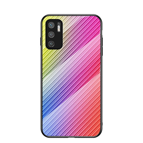 Coque Rebord Contour Silicone et Vitre Miroir Housse Etui Degrade Arc en Ciel LS2 pour Xiaomi POCO M3 Pro 5G Rose