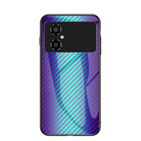 Coque Rebord Contour Silicone et Vitre Miroir Housse Etui Degrade Arc en Ciel LS2 pour Xiaomi Poco M4 5G Bleu