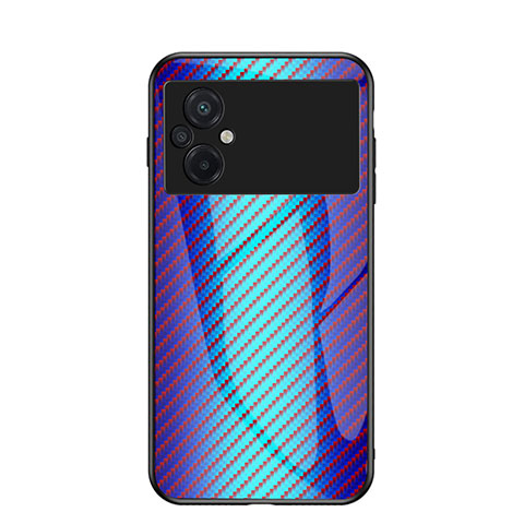 Coque Rebord Contour Silicone et Vitre Miroir Housse Etui Degrade Arc en Ciel LS2 pour Xiaomi Poco M5 4G Bleu