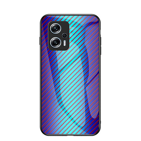 Coque Rebord Contour Silicone et Vitre Miroir Housse Etui Degrade Arc en Ciel LS2 pour Xiaomi Poco X4 GT 5G Bleu