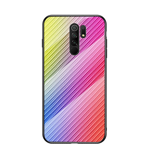 Coque Rebord Contour Silicone et Vitre Miroir Housse Etui Degrade Arc en Ciel LS2 pour Xiaomi Redmi 9 Rose