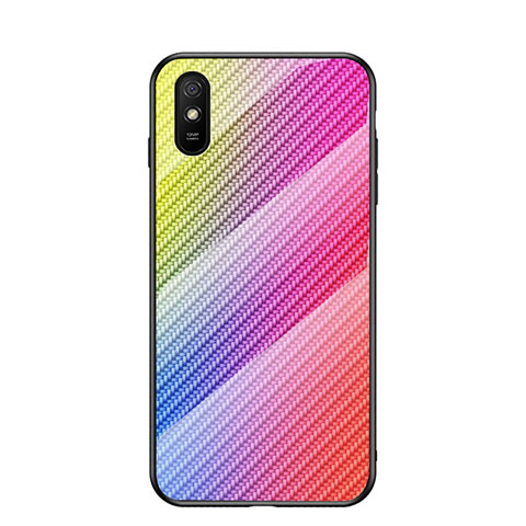 Coque Rebord Contour Silicone et Vitre Miroir Housse Etui Degrade Arc en Ciel LS2 pour Xiaomi Redmi 9AT Rose