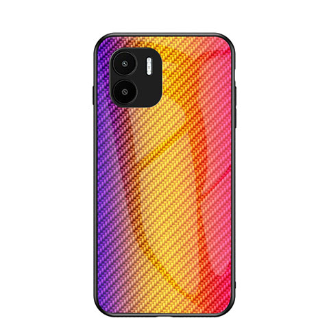 Coque Rebord Contour Silicone et Vitre Miroir Housse Etui Degrade Arc en Ciel LS2 pour Xiaomi Redmi A2 Orange