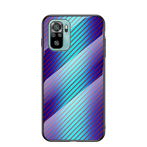 Coque Rebord Contour Silicone et Vitre Miroir Housse Etui Degrade Arc en Ciel LS2 pour Xiaomi Redmi Note 10 4G Bleu