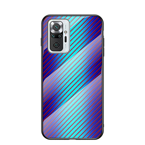 Coque Rebord Contour Silicone et Vitre Miroir Housse Etui Degrade Arc en Ciel LS2 pour Xiaomi Redmi Note 10 Pro Max Bleu