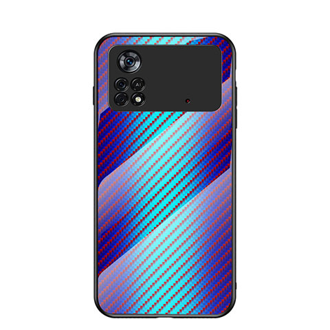 Coque Rebord Contour Silicone et Vitre Miroir Housse Etui Degrade Arc en Ciel LS2 pour Xiaomi Redmi Note 11E Pro 5G Bleu