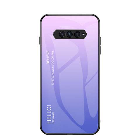 Coque Rebord Contour Silicone et Vitre Miroir Housse Etui Degrade Arc en Ciel LS3 pour Xiaomi Black Shark 4 5G Violet Clair