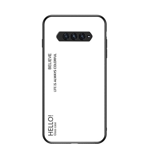 Coque Rebord Contour Silicone et Vitre Miroir Housse Etui Degrade Arc en Ciel LS3 pour Xiaomi Black Shark 4 Pro 5G Blanc