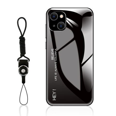 Coque Rebord Contour Silicone et Vitre Miroir Housse Etui Degrade Arc en Ciel M01 pour Apple iPhone 13 Mini Noir