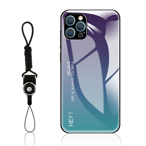 Coque Rebord Contour Silicone et Vitre Miroir Housse Etui Degrade Arc en Ciel M01 pour Apple iPhone 14 Pro Max Violet