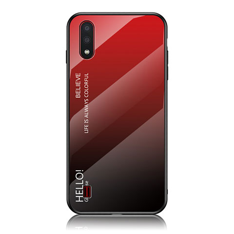 Coque Rebord Contour Silicone et Vitre Miroir Housse Etui Degrade Arc en Ciel M01 pour Samsung Galaxy A01 SM-A015 Rouge