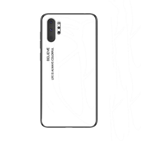 Coque Rebord Contour Silicone et Vitre Miroir Housse Etui Degrade Arc en Ciel M01 pour Samsung Galaxy Note 10 Plus Blanc