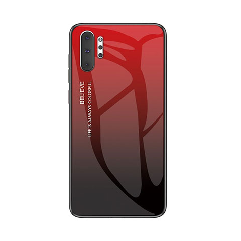 Coque Rebord Contour Silicone et Vitre Miroir Housse Etui Degrade Arc en Ciel M01 pour Samsung Galaxy Note 10 Plus Rouge