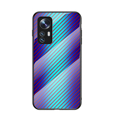 Coque Rebord Contour Silicone et Vitre Miroir Housse Etui Degrade Arc en Ciel M01 pour Xiaomi Mi 12 5G Bleu