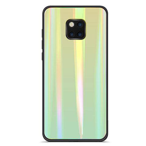 Coque Rebord Contour Silicone et Vitre Miroir Housse Etui Degrade Arc en Ciel M02 pour Huawei Mate 20 Pro Vert