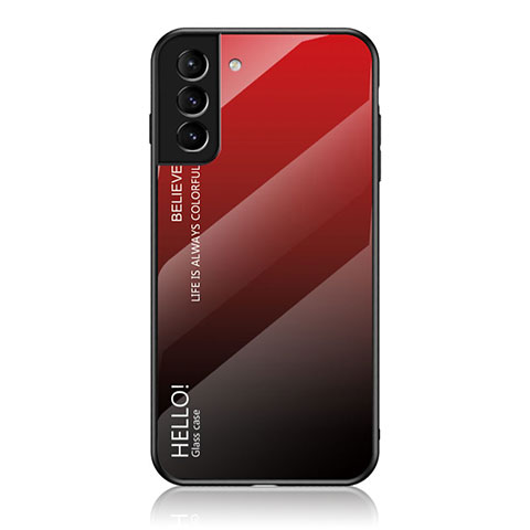 Coque Rebord Contour Silicone et Vitre Miroir Housse Etui Degrade Arc en Ciel M02 pour Samsung Galaxy S21 FE 5G Rouge