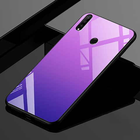 Coque Rebord Contour Silicone et Vitre Miroir Housse Etui Degrade Arc en Ciel pour Huawei Nova 4e Violet