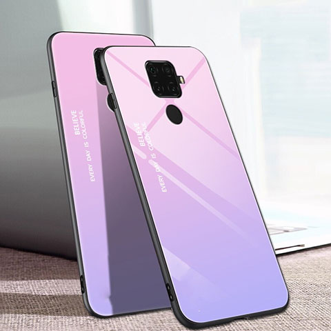 Coque Rebord Contour Silicone et Vitre Miroir Housse Etui Degrade Arc en Ciel pour Huawei Nova 5z Rose