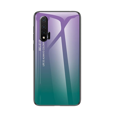 Coque Rebord Contour Silicone et Vitre Miroir Housse Etui Degrade Arc en Ciel pour Huawei Nova 6 Vert