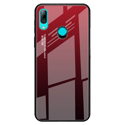 Coque Rebord Contour Silicone et Vitre Miroir Housse Etui Degrade Arc en Ciel pour Huawei P Smart Z Rouge