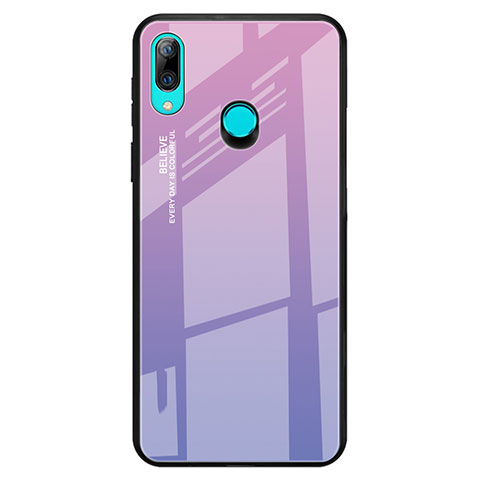 Coque Rebord Contour Silicone et Vitre Miroir Housse Etui Degrade Arc en Ciel pour Huawei P Smart Z Violet