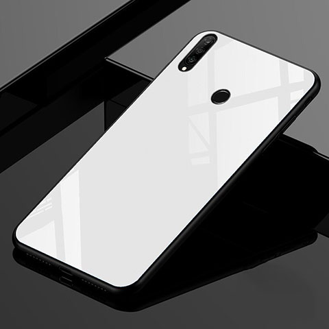 Coque Rebord Contour Silicone et Vitre Miroir Housse Etui Degrade Arc en Ciel pour Huawei P30 Lite New Edition Blanc