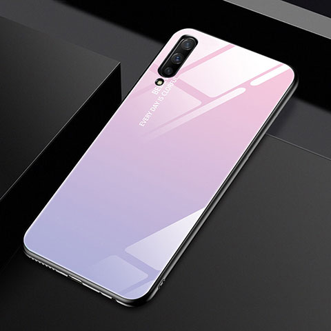 Coque Rebord Contour Silicone et Vitre Miroir Housse Etui Degrade Arc en Ciel pour Huawei Y9s Rose