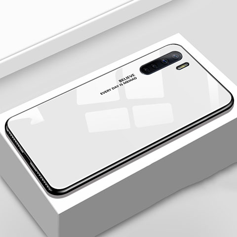 Coque Rebord Contour Silicone et Vitre Miroir Housse Etui Degrade Arc en Ciel pour Oppo A91 Blanc