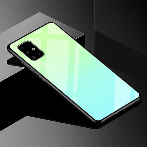 Coque Rebord Contour Silicone et Vitre Miroir Housse Etui Degrade Arc en Ciel pour Samsung Galaxy A51 5G Vert