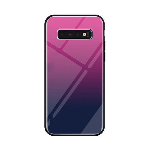 Coque Rebord Contour Silicone et Vitre Miroir Housse Etui Degrade Arc en Ciel pour Samsung Galaxy S10 5G Violet