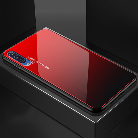 Coque Rebord Contour Silicone et Vitre Miroir Housse Etui Degrade Arc en Ciel pour Xiaomi Mi 9 Lite Rouge