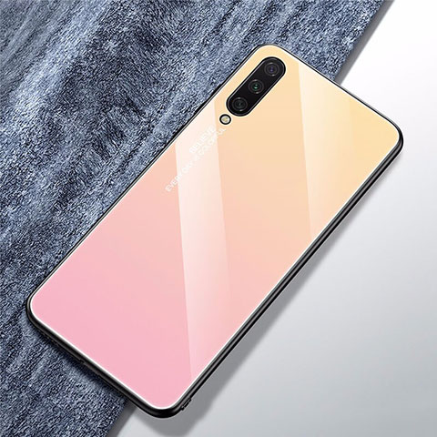 Coque Rebord Contour Silicone et Vitre Miroir Housse Etui Degrade Arc en Ciel pour Xiaomi Mi A3 Or