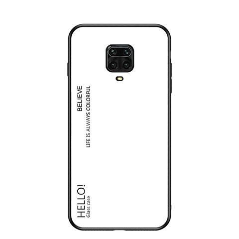 Coque Rebord Contour Silicone et Vitre Miroir Housse Etui Degrade Arc en Ciel pour Xiaomi Poco M2 Pro Blanc