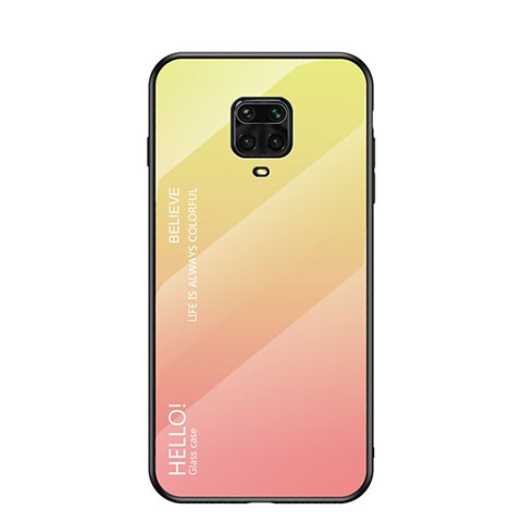 Coque Rebord Contour Silicone et Vitre Miroir Housse Etui Degrade Arc en Ciel pour Xiaomi Poco M2 Pro Jaune