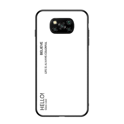 Coque Rebord Contour Silicone et Vitre Miroir Housse Etui Degrade Arc en Ciel pour Xiaomi Poco X3 Pro Blanc