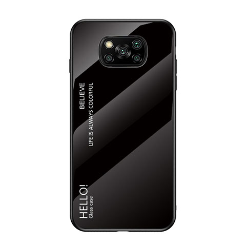 Coque Rebord Contour Silicone et Vitre Miroir Housse Etui Degrade Arc en Ciel pour Xiaomi Poco X3 Pro Noir