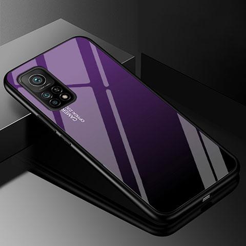 Coque Rebord Contour Silicone et Vitre Miroir Housse Etui Degrade Arc en Ciel pour Xiaomi Redmi K30S 5G Violet