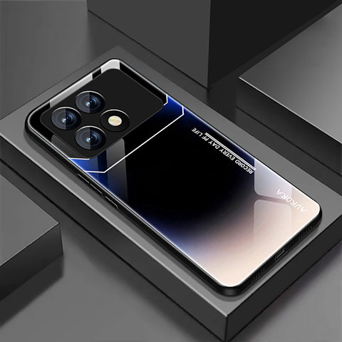 Coque Rebord Contour Silicone et Vitre Miroir Housse Etui Degrade Arc en Ciel pour Xiaomi Redmi K70 Pro 5G Bleu