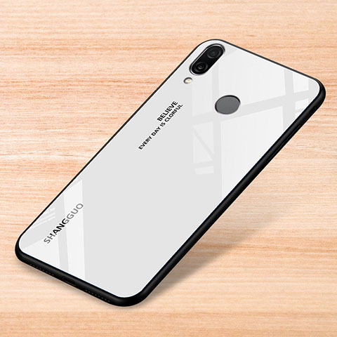 Coque Rebord Contour Silicone et Vitre Miroir Housse Etui Degrade Arc en Ciel pour Xiaomi Redmi Note 7 Blanc