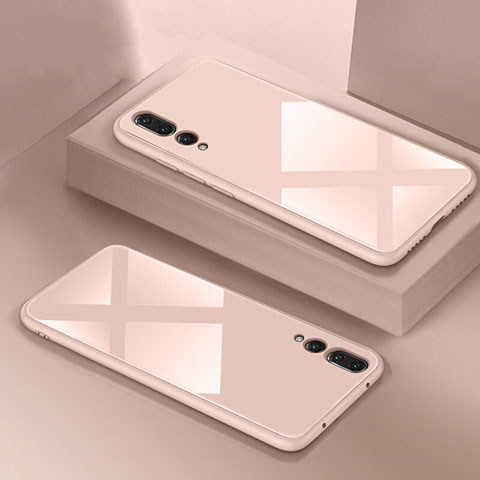 Coque Rebord Contour Silicone et Vitre Miroir Housse Etui F02 pour Huawei P20 Pro Rose