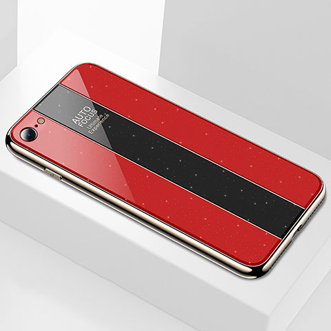 Coque Rebord Contour Silicone et Vitre Miroir Housse Etui M01 pour Apple iPhone 6 Plus Rouge