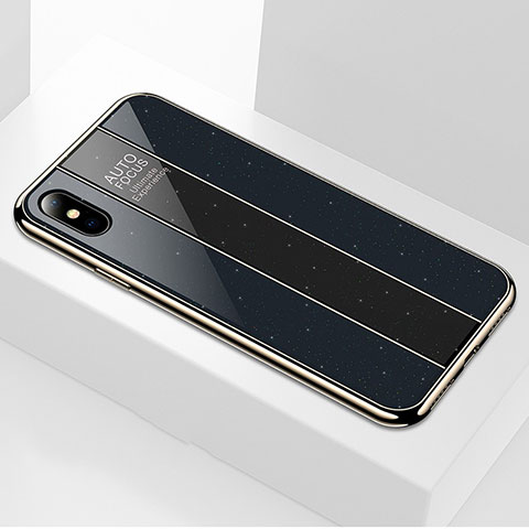Coque Rebord Contour Silicone et Vitre Miroir Housse Etui M01 pour Apple iPhone Xs Noir