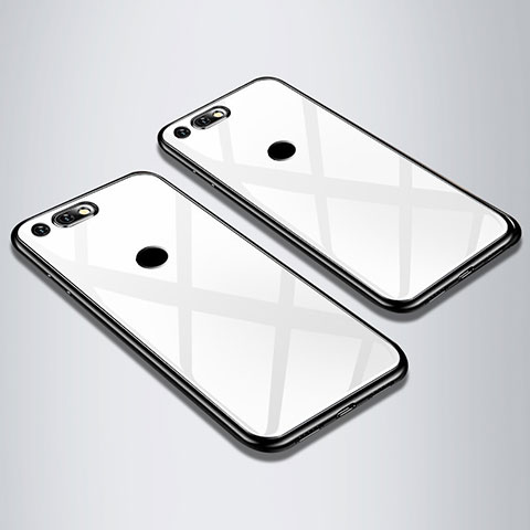 Coque Rebord Contour Silicone et Vitre Miroir Housse Etui M01 pour Huawei Honor V20 Blanc