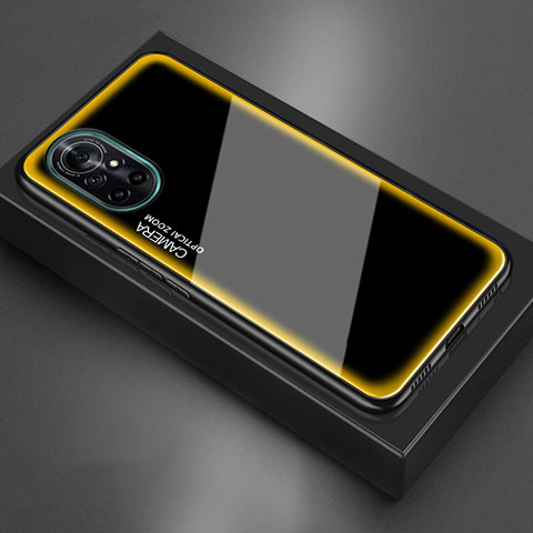 Coque Rebord Contour Silicone et Vitre Miroir Housse Etui M01 pour Huawei Nova 8 5G Jaune