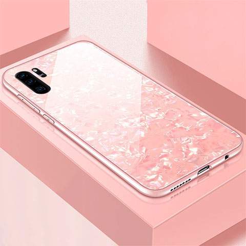 Coque Rebord Contour Silicone et Vitre Miroir Housse Etui M01 pour Huawei P30 Pro Rose